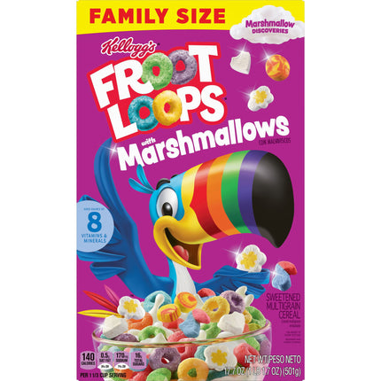 Kellogg s Froot Loops Breakfast Cereal with Marshmallows  Original with Marshmallows  17.7 Oz  Box