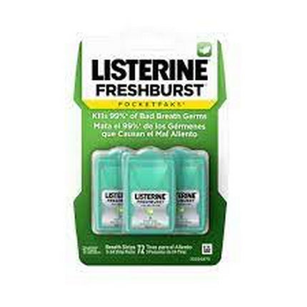 Listerine Freshburst Pocketpaks Breath Freshener Strips  3 x 24-strips