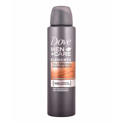 Dove Talco Spray Men + Care Elements  Para Hombres A Base De Minerales Y Sandalo  1/4 Tecnologia Hidratante . Contenido Neto 150Ml.