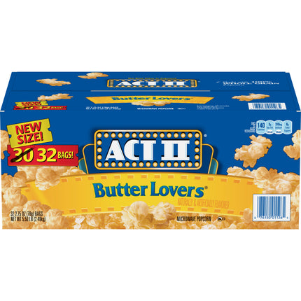 Act Ii Butter Lovers Microwave Popcorn 78G 32Unid