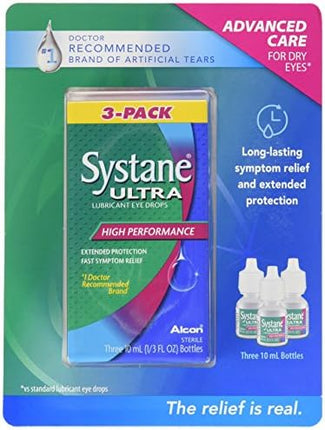 Systane lubricant eye drops ultra high performing dry eye relief three 10ml bottles