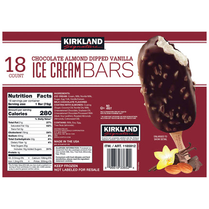 Kirkland Signature Ice Cream Bars, 3.1 fl oz, 18 ct