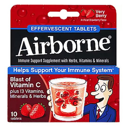 Airborne Vitamin C 1000mg Immune Support Supplement, Effervescent Formula, Berry