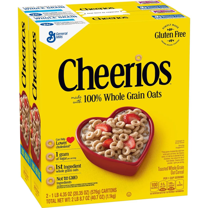 Cheerios Whole Grain Oats 2 Bags 1.1Kg