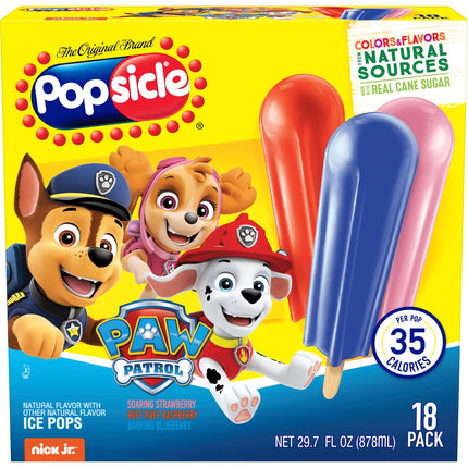 Popsicle Ice Pops StrawberryBlueberry and RaspberryPaw Patrol35 calories18 ct