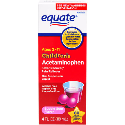 Equate Children S Pain And Fever Acetaminophen 4 Fl Oz