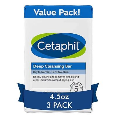 Cetaphil Cleansing Bar 4.5 oz Bar Pack of 3 Nourishing Cleansing Bar For Dry, Sensitive Skin