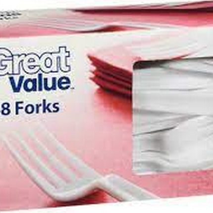 Great Value Everyday Disposable Plastic Forks  White  48 Count