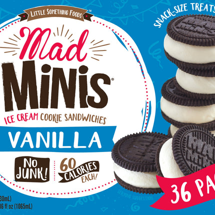 Mad Minis Ice Cream Cokkies Sandwiches Vainilla 60 Calories 36- 1.0 Oz