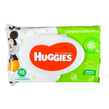 Toallas Humedas Huggies Limpieza Efectiva 48 Unidades  con Tapa