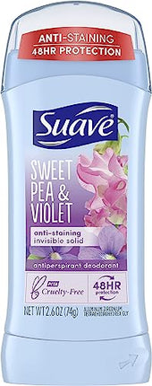 Suave sweet pea and violet anti-staining invisible solid antiperpirant deodorant 2.6 Oz