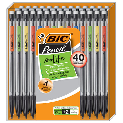 Bic Mechanical Pencils, Xtra Smooth, Bright Edition (Darker Colors, Erases Cleanly), 40-Count