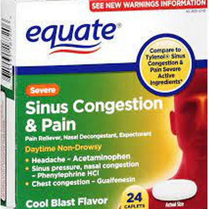 Equate Severe Sinus Congestion & Pain Acetaminophen Caplets 325mg  24 Count