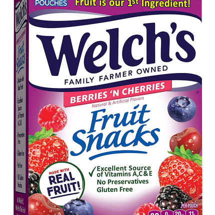 Welch's Fruit Snacks, Berries 'n Cherries. 40 Ct, 0.9 Oz