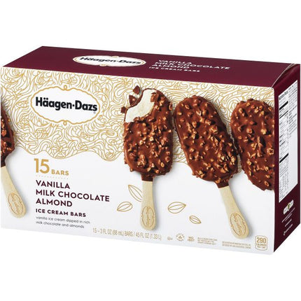 Haagen-Dazs Vanilla Milk Chocolate Almond Ice Cream Bars (15 ct.)