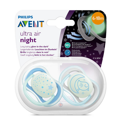 Chupon  avent Ultra Air nocturno  de 6-18 meses boy