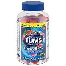 TUMS Chewy Bites Antacid Tablets for Heartburn Relief, Assorted Berries (108 Ct)