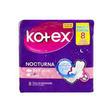 Kotex Toallas Femeninas Nocturna 8 Unidades