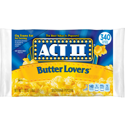 ACT II Butter Lovers Microwave Popcorn, 78g