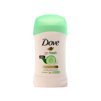 Dove Desodorante En Barra Go Fresh A Base De Pepino Y Te Verde 1/4 De Tecnologia Hidratante 0 % Alcohol Antitranspirante 48H De Protección. Contenido