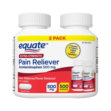 Equate Extra Strength Acetaminophen Caplets, 500 mg, 500 Count, 2 Pack