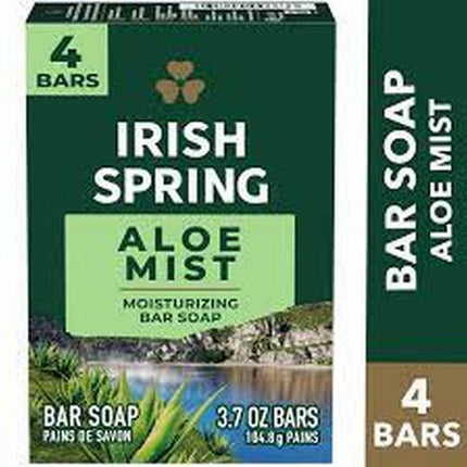 Irish Spring Aloe Bar Soap for Men, Aloe Mist Mens Bar Soap, 4 Pack, 3.7 Oz Soap Bars