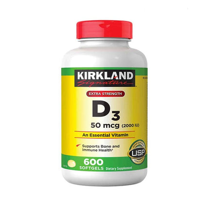 Kirkland Siganture Extra Strength D3 50mcg an essential vitamin 600 Softgels